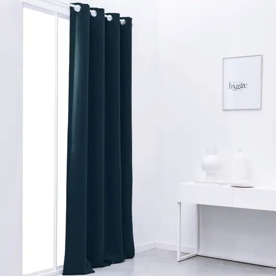 Rideau occultant à oeillets uni en Polyester Bleu 140x240cm