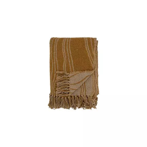 Plaid Plaids en Tissu, Coton recyclé – Couleur Jaune – 160 x 130 x 2 cm