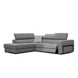 Canapé d’angle gauche 5 places avec un relax électrique tissu gris