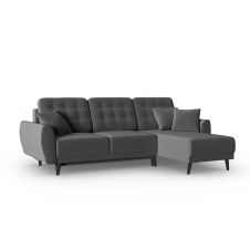 Canapé d’angle 4 places en velours gris foncé