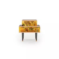 Table de chevet jaune 2 tiroirs L 58 cm