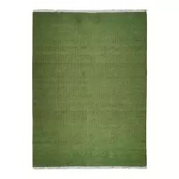 Tapis en jute et coton avec franges vert foncé 160×230