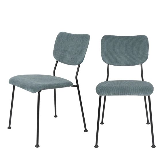2 chaises en velours côtelé gris