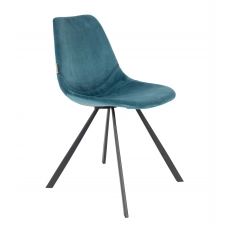 Chaise design de repas velours bleu