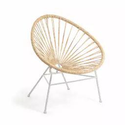 Abeleira – 2 fauteuils de jardin en résine – Couleur – Blanc / Naturel