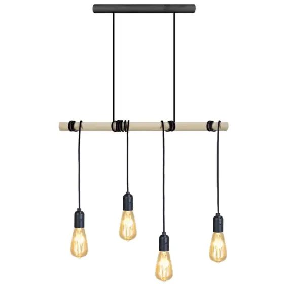 Suspension bois naturel et noir