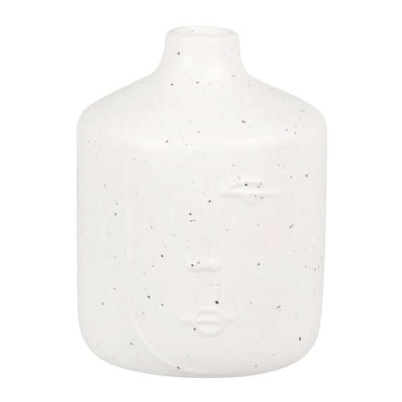 Vase visage en porcelaine sculptée blanche H12