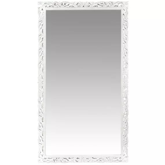 Miroir en manguier sculpté blanc 120×220