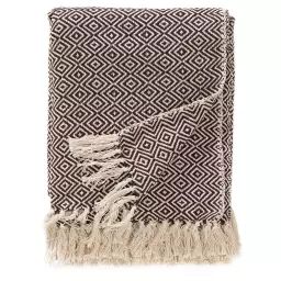Plaid en coton marron 125×150