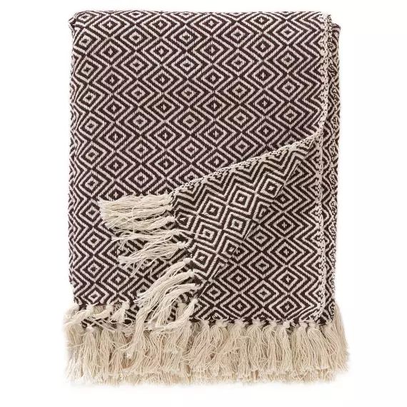 Plaid en coton marron 125×150
