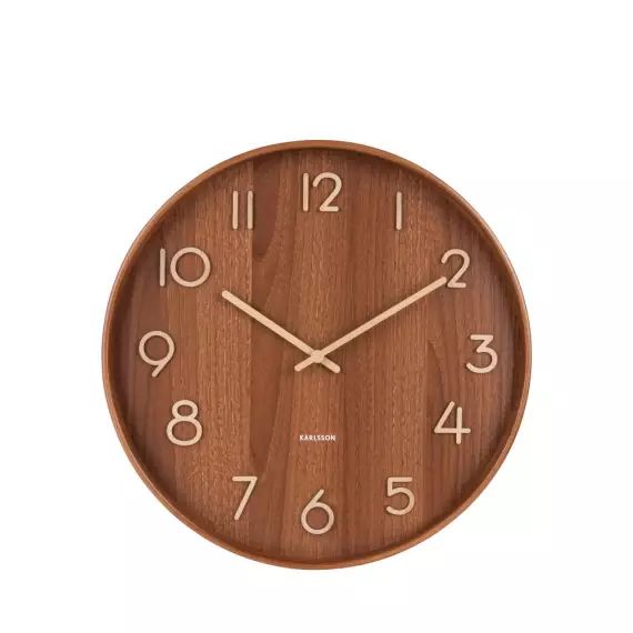 Horloge murale ronde en bois D60cm bois foncé