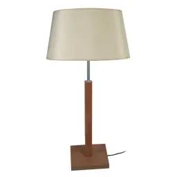 Lampe a poser bois foncé et créme