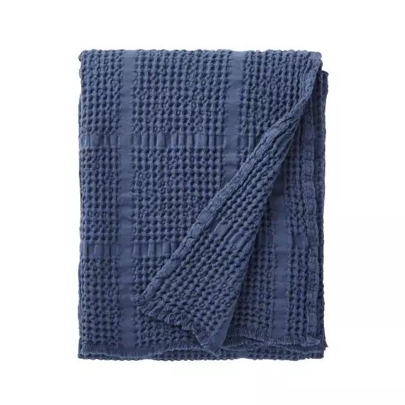 Couvre lit en jacquard de coton bleu 260×240