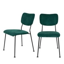 2 chaises en velours côtelé vert forêt