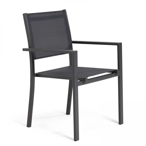 Fauteuil de jardin aluminium et textilène gris