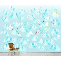 Papier peint panoramique Papier peint panoramique en Papier, Papier intissé – Couleur Bleu – 20 x 46.5 x 300 cm – Designer Camping Design