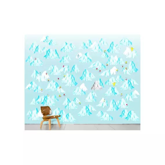 Papier peint panoramique Papier peint panoramique en Papier, Papier intissé – Couleur Bleu – 20 x 46.5 x 300 cm – Designer Camping Design