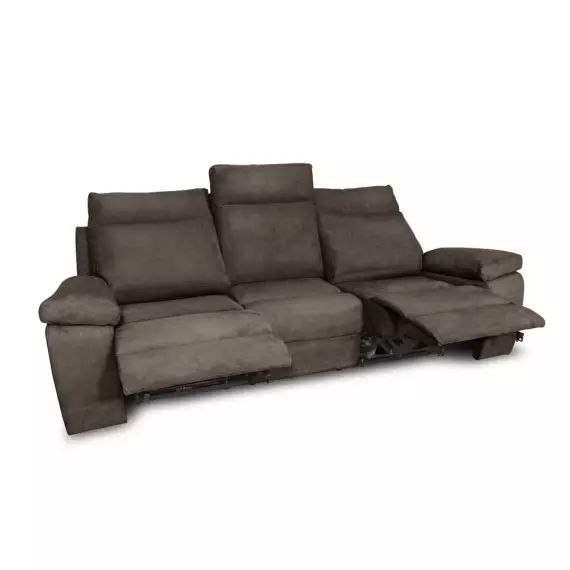 Canapé de relaxation 3 places en tissu HOUDA – Taupe – 235 x 93 x 105 cm – Usinestreet