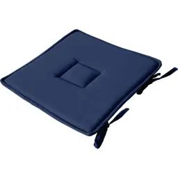 Galette de chaise uni effet bachette 40 x 40 cm bleu marine