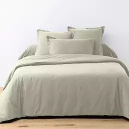 Parure de lit 1 place coton unie beige grège 140×200 cm