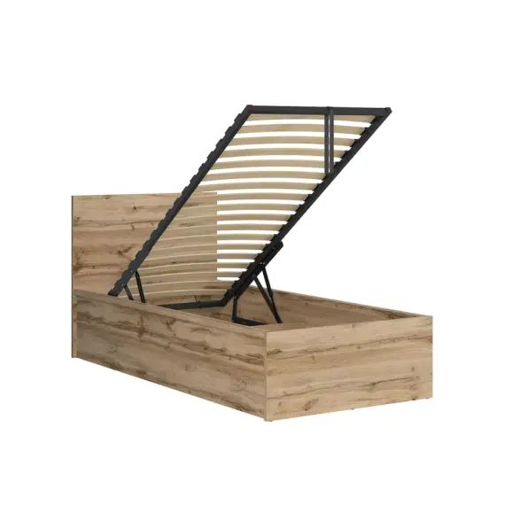 Lit coffre 90×200 sommier inclus naturel