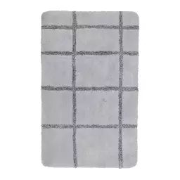 Tapis de bain microfibre très doux gris motif 70×120