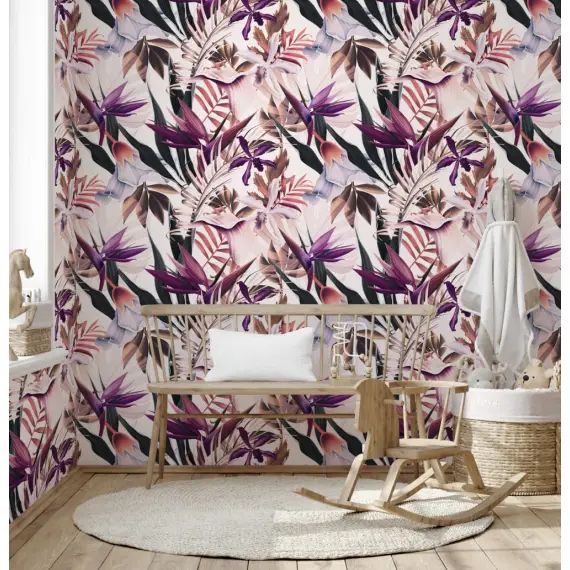 Papier Peint Rose Exotique Tropical Hawaïen 250×200 cm