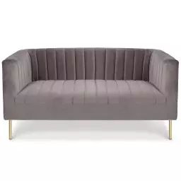 Canapé moderne 2 places à coutures verticales velours gris
