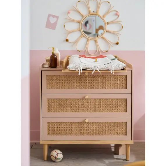Commode en cannage LIGNE POÉSIE rose