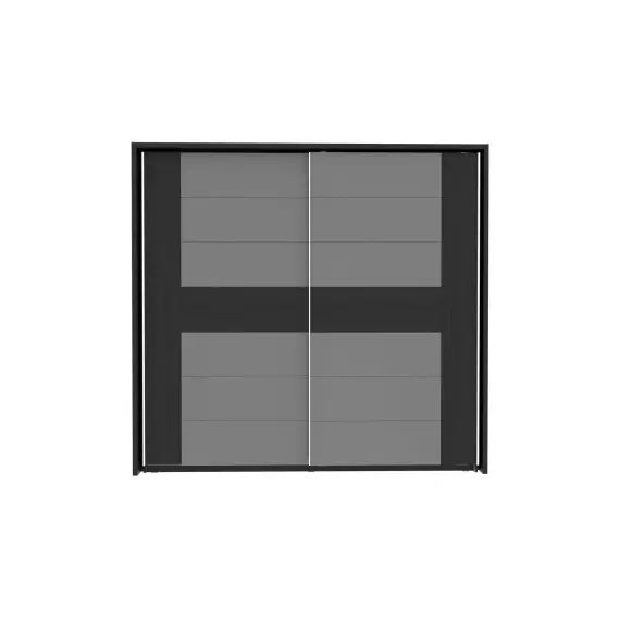 Armoire 2 portes coulissantes DOLCE BLACK EDITION coloris imitation chêne noir et gris mat