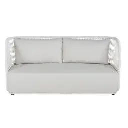 Canapé de jardin 2/3 places en fibre polyoléfine beige et corde blanche