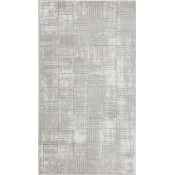 Tapis Géométrique Carré – Gris et Blanc – 80x150cm
