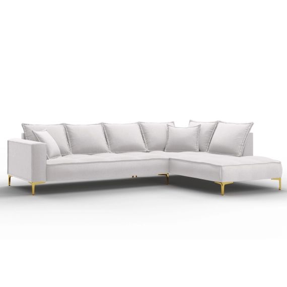 Canapé d&rsquo;angle 5 places en tissu structuré gris clair