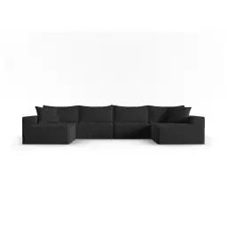 Canapé panoramique modulable 6 places en tissu structurel noir