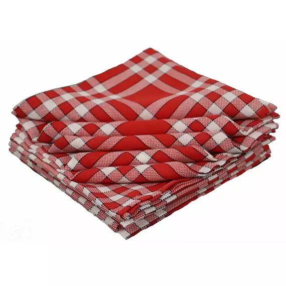 Lot de 10 serviettes de tables en coton rouge