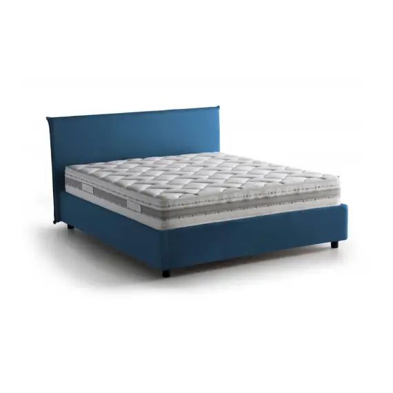 Lit coffre 140×200 cm en tissu bleu