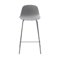 Hel – Lot de 2 chaises de bar en plastique et métal H67,5cm – Couleur – Gris
