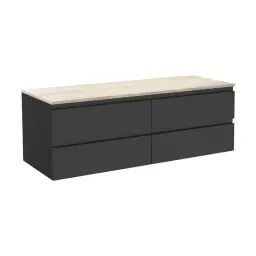 Meuble double vasque 120cm avec plan bois  Noir