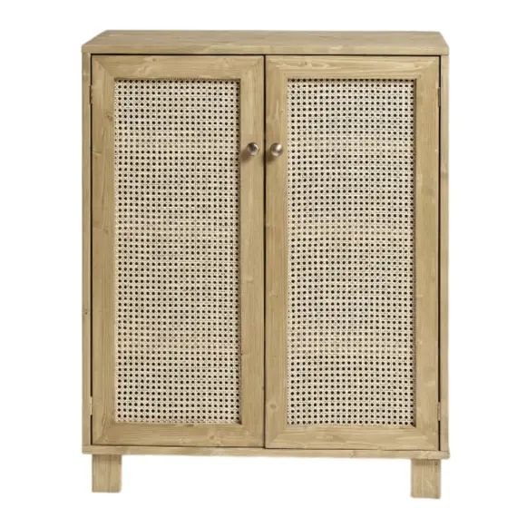 Meuble à chaussures avec portes en rotin en couleur naturel 100 cm