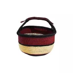 Panier Raphia en Fibre végétale, Veta vera – Couleur Rouge – 31.07 x 31.07 x 27 cm – Designer Sarah Lavoine