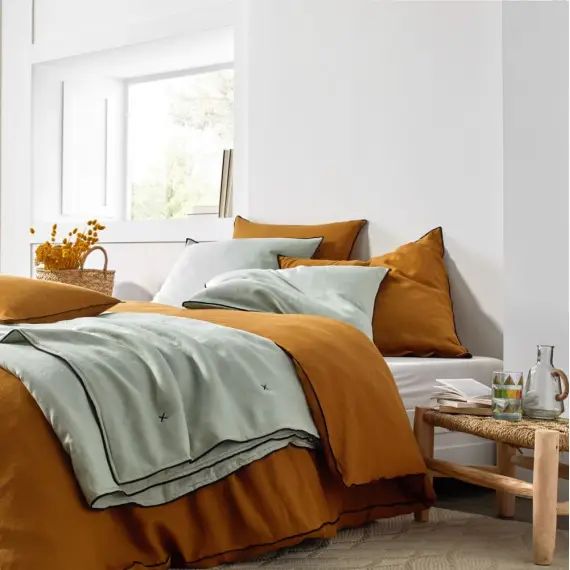 Housse de couette 240×220 cm Bronze et bourdon noir