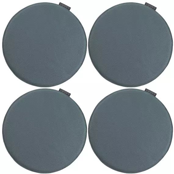 Galettes de chaise bleu pétrole imitation cuir – d.37 – lot de 4