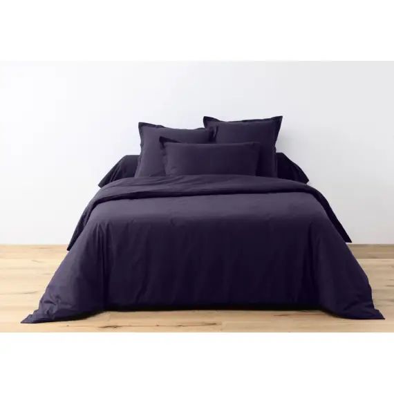 Parure housse de couette coton bleu 140×200 cm