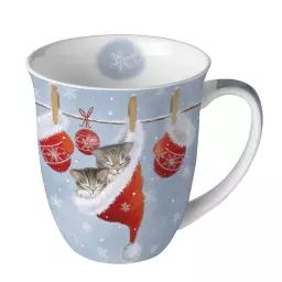Tasse en porcelaine fine – Chatons de Noël