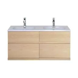 Meuble de salle de bain avec vasque effet bois clair