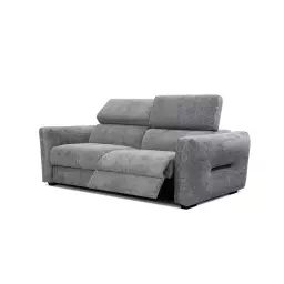 Canapé droit 3 places avec relax électrique à droit tissu gris moyen