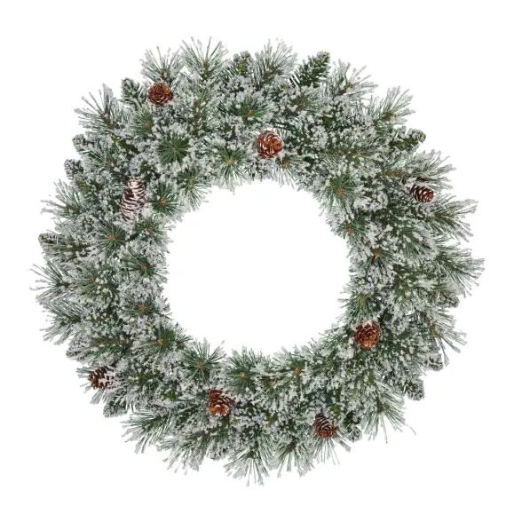 Couronne de noël artificielle effet givre D60