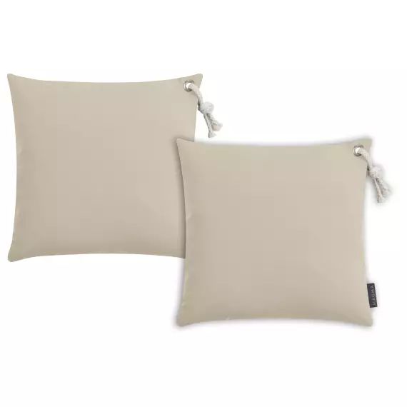 Housses de coussin avec cordelette sable- Lot de 2- 40×40