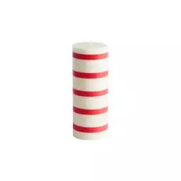 Bougie bloc Column en Cire, Stéarine – Couleur Rouge – 7 x 7 x 20 cm
