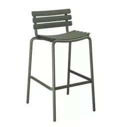 Chaise de bar ReCLIPS en Plastique, Plastique recyclé – Couleur Vert – 55 x 56 x 99 cm – Designer Henrik  Pedersen